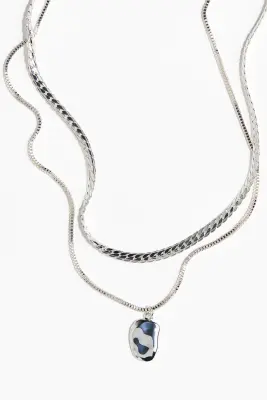 Collier à deux rangs - Argenté