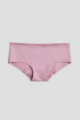 Lot de 5 culottes Hipster en coton - Rose ancien/pois