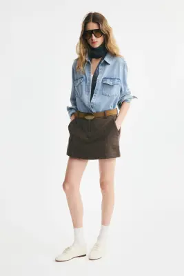Jupe-short courte - Taupe/motif pied-de-poule