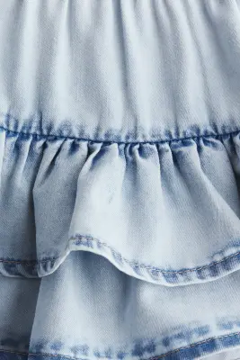 Jupe à étages en denim - Bleu denim clair
