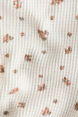 Combinaison en coton gaufré - Crème/fleuri