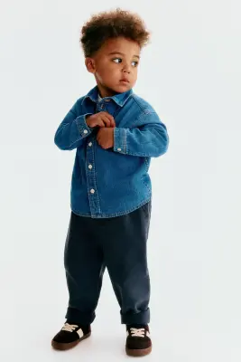 Pantalon en twill de coton - Bleu ancien