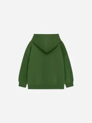 Sweat à capuche en tissu lourd - Vert foncé