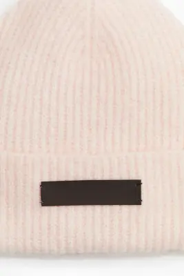 Bonnet en maille côtelée - Rose clair