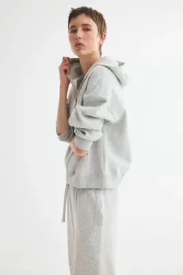 Veste à capuche zippée - Gris clair chiné