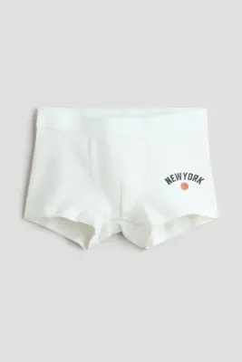Lot de 5 boxers en coton - Blanc/ballons de basket