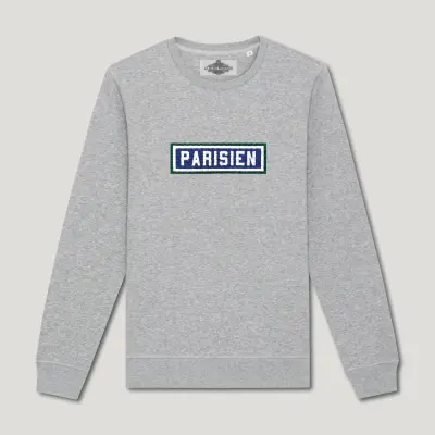 SWEAT-SHIRT COTON BIO BRODÉ - PARISIEN - GRIS