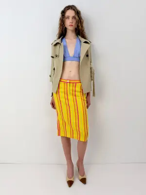 Versace Yellow Striped Knee Skirt