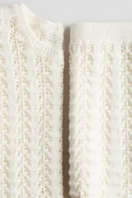 Ensemble 2 pièces en maille pointelle - Crème