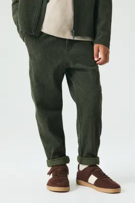 Pantalon en velours côtelé - Vert foncé