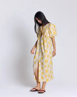 Robe Lavanda imprimé Liberty tournesols jaune