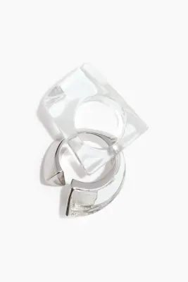 Lot de 2 bagues - Argenté/transparent