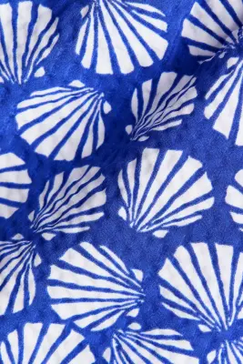 Short de bain en seersucker à motif - Bleu/blanc
