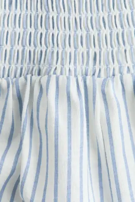 Barboteuse en coton - Bleu clair/rayures blanches