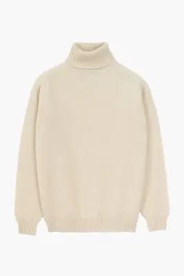 Pull col roulé Shaggy Dog en laine - Crème