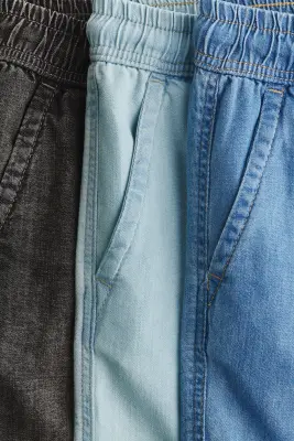 Lot de 3 shorts en denim - Bleu denim clair/noir