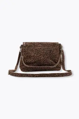 Sac léopard en cuir suédé