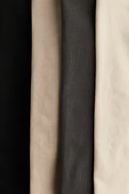 Lot de 4 leggings en jersey de coton - Beige clair/gris foncé