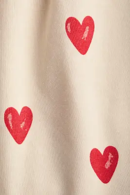 Robe imprimée en coton - Beige/cœurs