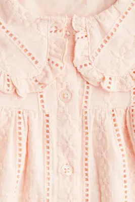 Robe en coton avec détails brodés - Rose pêche