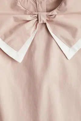 Robe en popeline de coton avec col marin - Rose ancien clair
