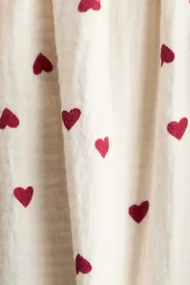 Robe en mousseline de coton - Beige clair/cœurs