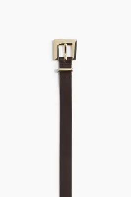 Ceinture en cuir fendu - Marron foncé