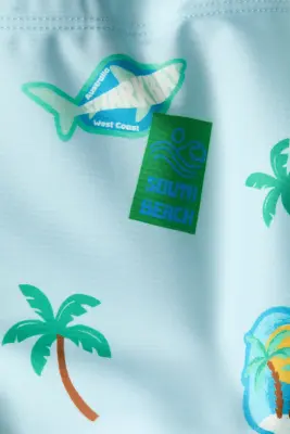 Boxer de bain imprimé - Turquoise clair/palmiers