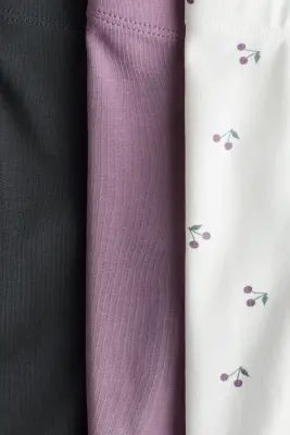 Lot de 3 leggings en jersey de coton - Violet/cerises