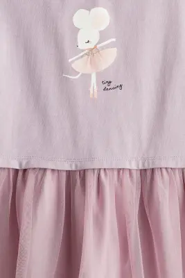 Robe à motif imprimé avec jupe en tulle - Rose ancien foncé/Tiny Dancing