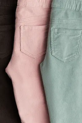 Lot de 3 jeggings en velours côtelé - Vert ancien/rose/marron