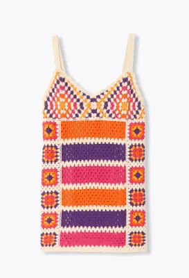 Robe courte en crochet Femme