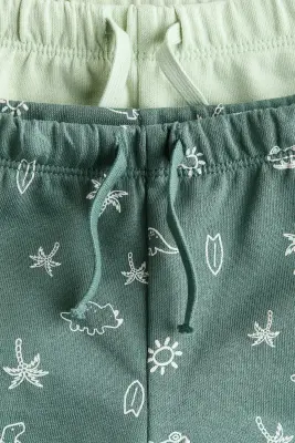 Lot de 2 shorts en molleton - Vert clair/palmiers