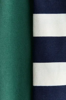 2-pack cotton piqué polo shirts - Bleu marine/rayé