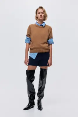 Mini short en velours côtelé - Bleu foncé