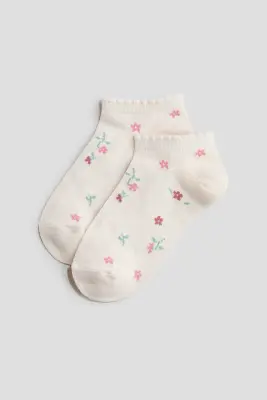 Lot de 7 paires de chaussettes invisibles - Rose clair/fleuri