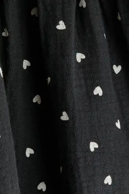 Robe en mousseline de coton - Gris foncé/cœurs