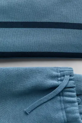Ensemble 2 pièces en molleton imprimé - Bleu ancien/rayé