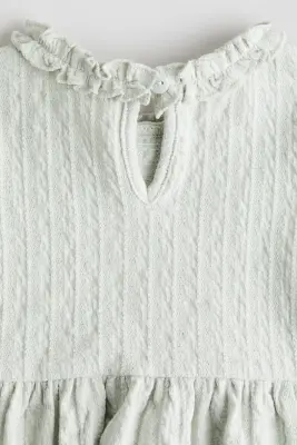 Robe volantée en jersey jacquard - Vert ancien clair