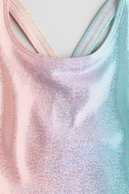 Maillot de bain volanté - Orange/rayures arc-en-ciel
