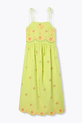 Robe brodée à bretelles nouées