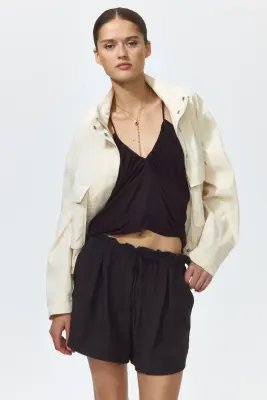 Short avec cordon de serrage - Marron foncé