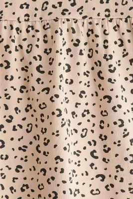 Robe imprimée en coton - Beige clair/imprimé léopard