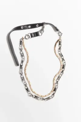 Collier chaîne à deux rangs - Argenté/doré