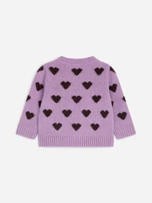 Gilet en laine - Mauve/Cœurs