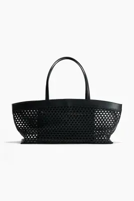 Sac shopping au tissage résille - Noir