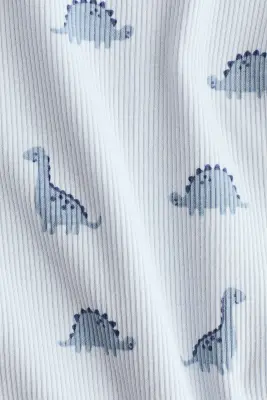 Ensemble 2 pièces en coton côtelé - Bleu clair/dinosaures