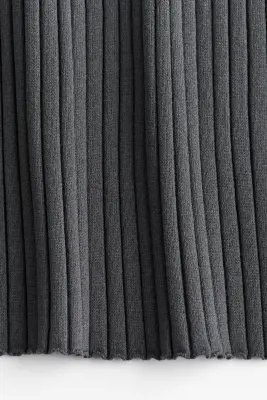 Jupe en maille côtelée de soie mélangée - Gris foncé