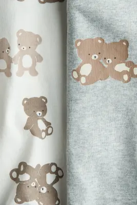 Lot de 2 pyjamas zippés - Gris clair/nounours
