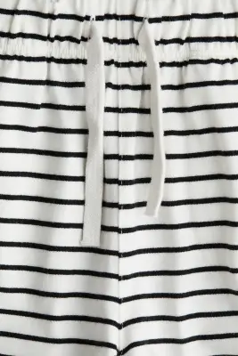 Short en jersey de coton - Blanc/rayures noires